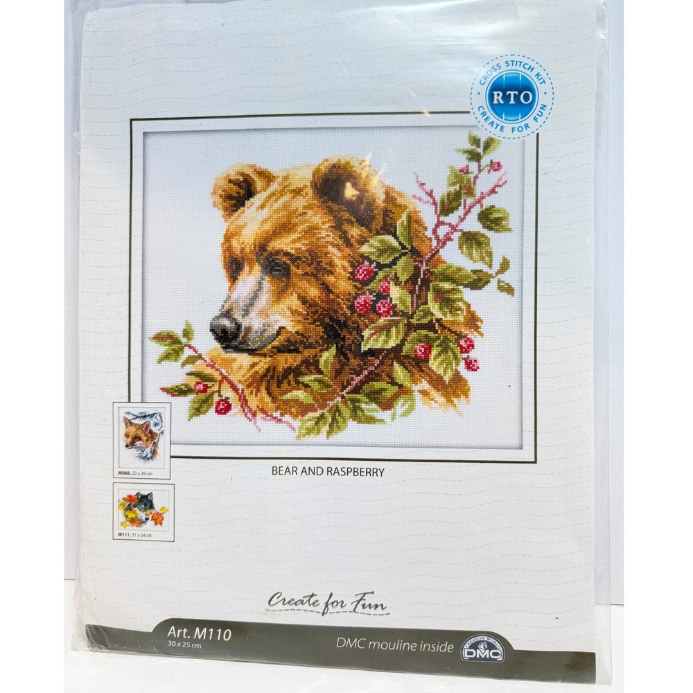 RTO Bear and Raspberry Cross Stitch Kit M110 DMC New